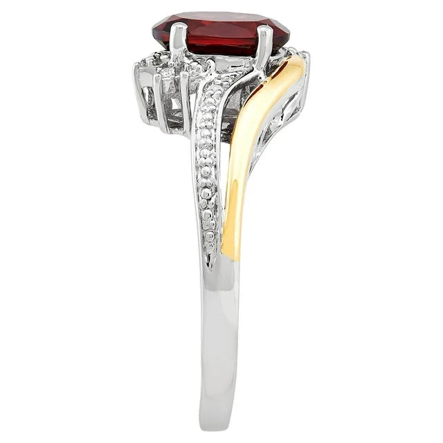 Brilliance Fine Jewelry Red Garnet Diamond Accent Ring