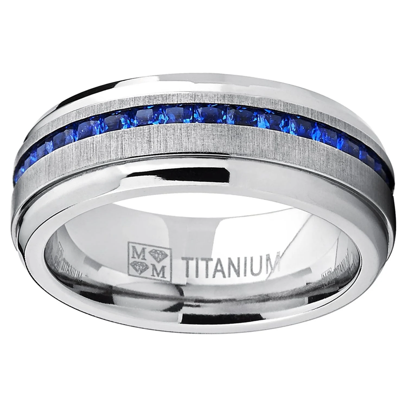 Metal Masters Men's 2.4Ct Eternity Titanium Wedding Band Engagement Ring