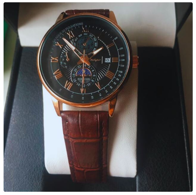 Stainless Steel Leather Men's Wristwatch