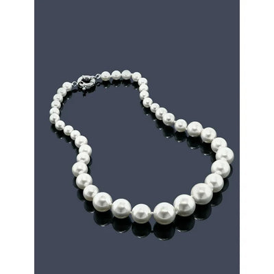 Gem Stone King White Shell Pearl Necklace For Women