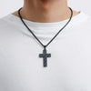 APSVO Black Cross Necklace for Men Bible Verse Stainless Steel American Flag Pendant Chain for Boys Men
