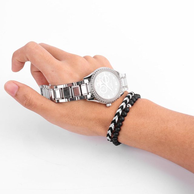 JSJOY Black Beaded Bracelets for Men Boys Bracelet