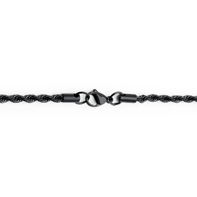Metal Masters Black Plated Stainless Steel Men's Rope Chain Necklace 4MM 24" Lobster Lock