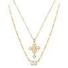JS Jessica Simpson Gold Plated Sterling Silver CZ and Pearl Cross Layering Necklace Set
