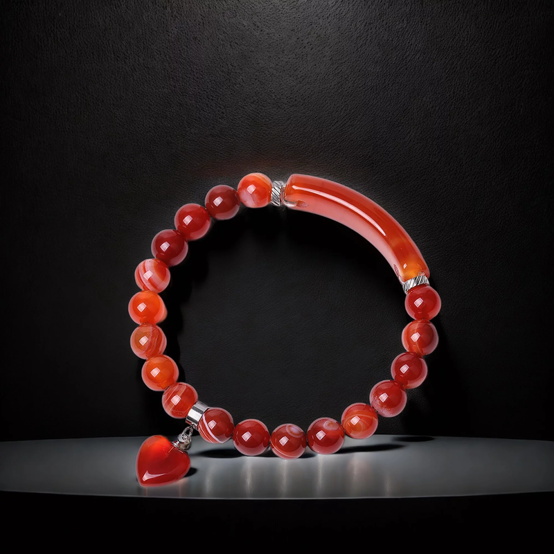 VINCHIC 8MM Tiger Eye Bracelet Love Heart Stretch Bracelet Crystal Energy Bracelet for Women Girls