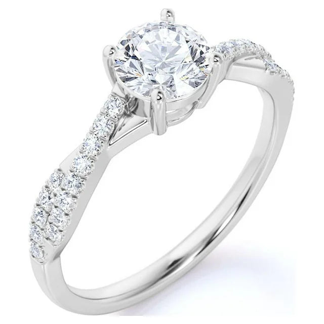 JeenMata 1 Carat infinity Round cut Moissanite Engagement Ring