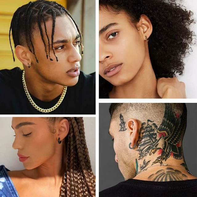 Bestyle Fashion Men Skull Earring Boys Black Skeleton Stud Earrings Gothic Cool Hip Hop Rapper Earrings Punk Halloween Jewelry