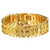 Designice Jewelry Men's Fashion Yellow Gold Plated Link Bracelet Carving Bangle