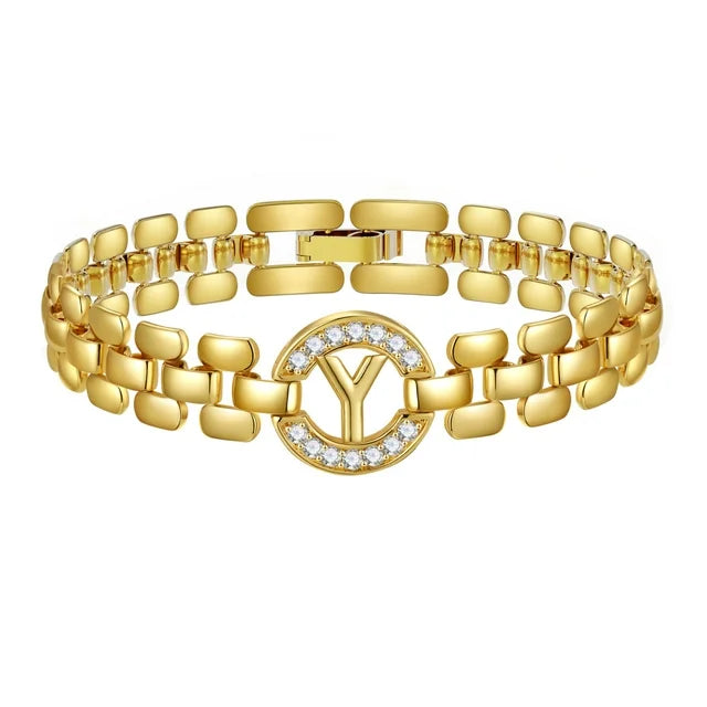 Apsvo Y Letter Bracelet Gold Initial Bracelet Cubic