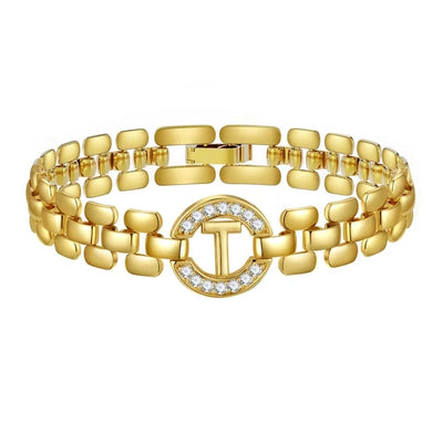 Apsvo T Letter Bracelet Gold Initial Bracelet Cubic