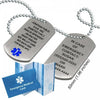 Medical ID Dog Tags, Medical Alert Necklace for Men