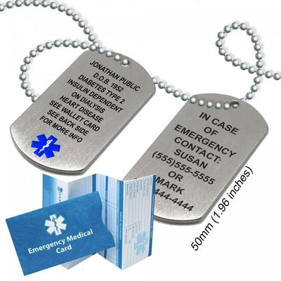 Medical ID Dog Tags, Medical Alert Necklace for Men