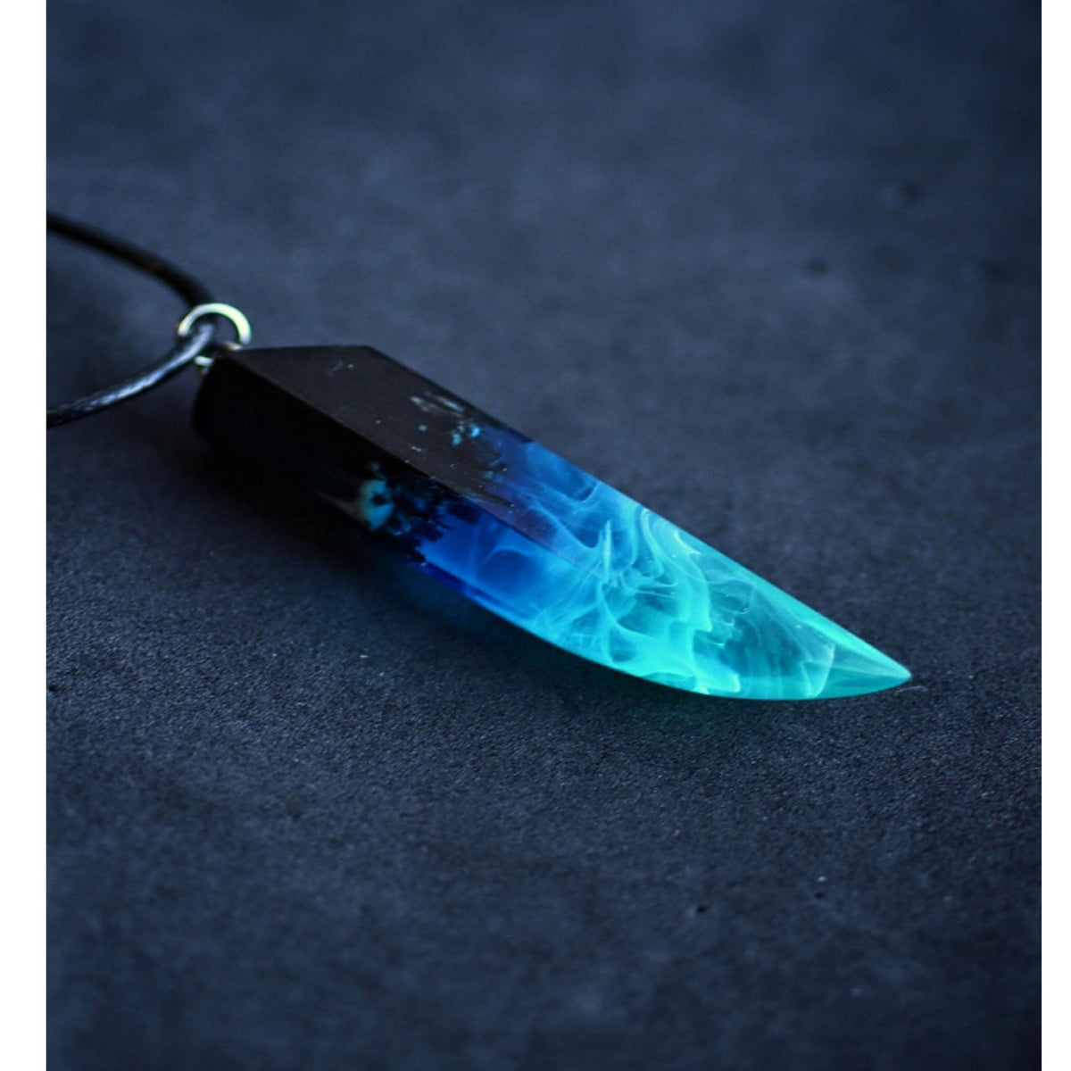 Wood resin pendant Aurora borealis Glow in the dark