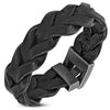 Stainless Steel Brown Black Red Braided Leather Men's Wristband Bracelet