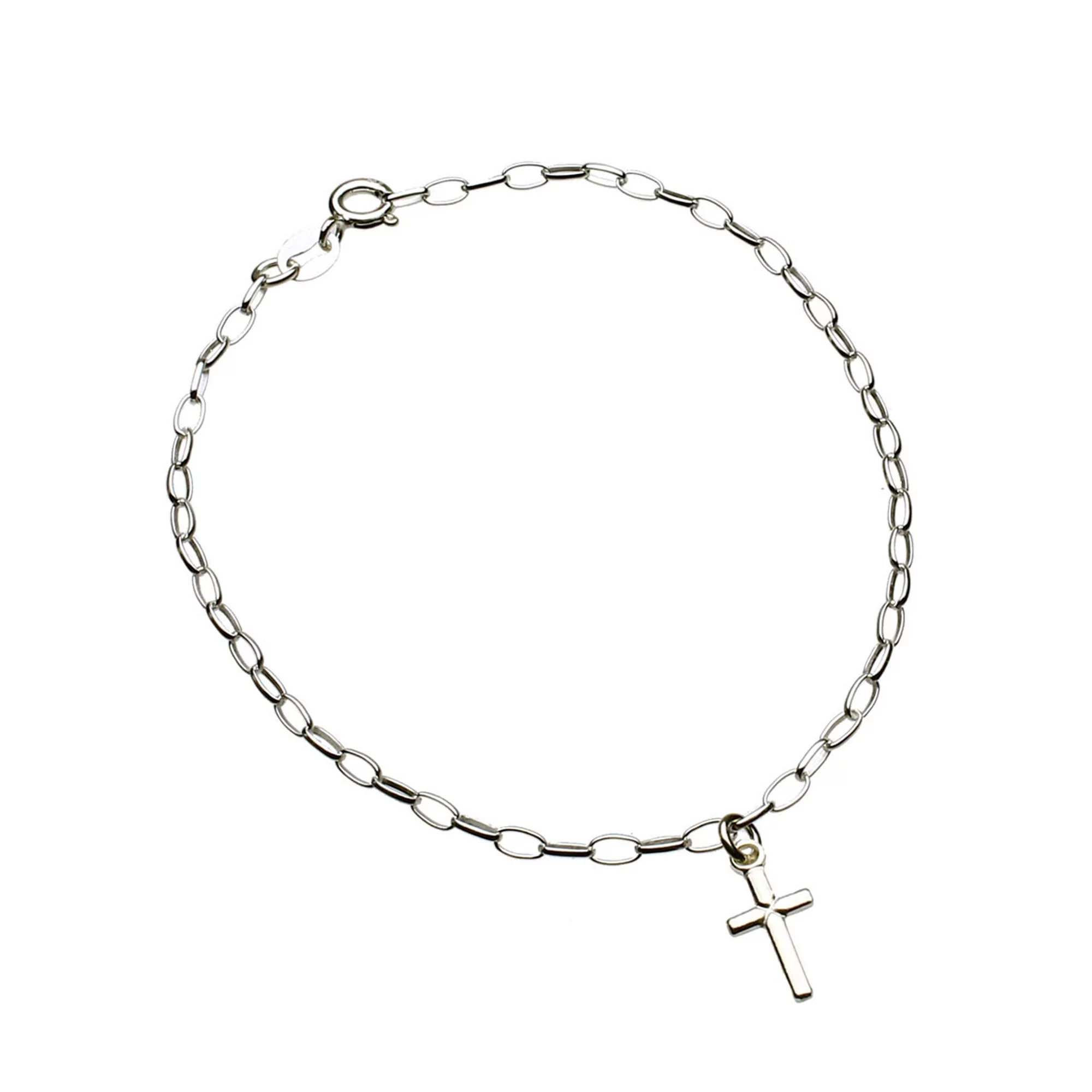 Sterling Silver Cross Charm Bracelet Anklet Italy
