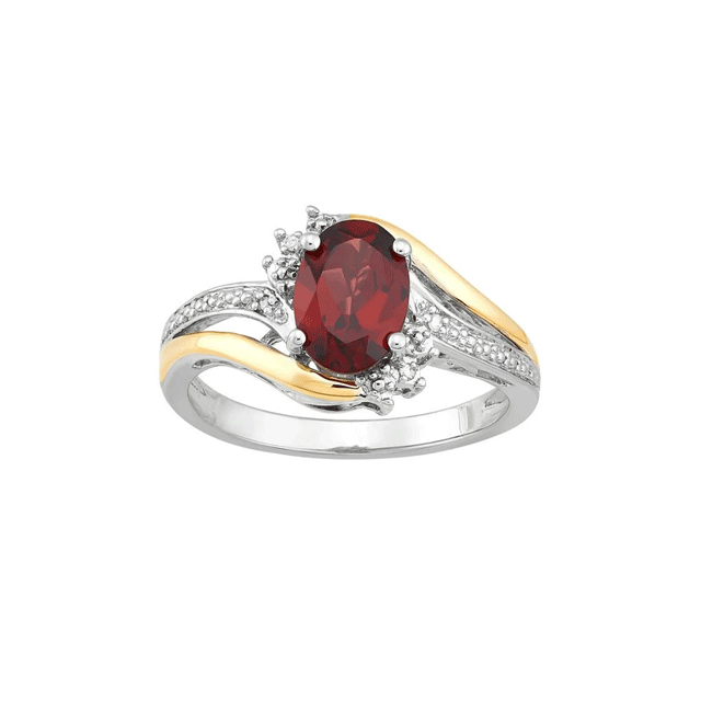 Brilliance Fine Jewelry Red Garnet Diamond Accent Ring
