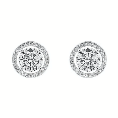 Cate & Chloe Ariel 18k White Gold Plated Silver Halo Stud Earrings | CZ Earrings for Women, Gift for Her