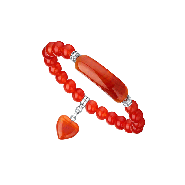 Vinchic 8mm sardonyx love heart stretch bracelet 