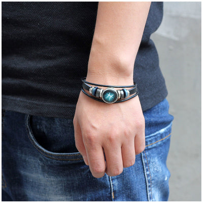 Cancer Unisex Astrology Zodiac Sign Constellation Horoscope Leather Wristband Bracelet for Men and Women