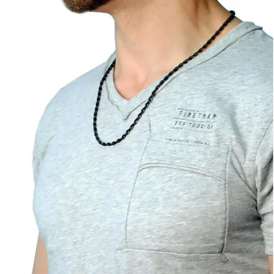 Metal Masters Black Plated Stainless Steel Men's Rope Chain Necklace 4MM 24" Lobster Lock
