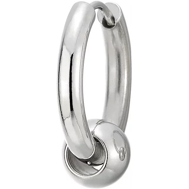 Stainless Steel Circle Beads Huggie Hinged Hoop Earrings for Men Women, 2pcs