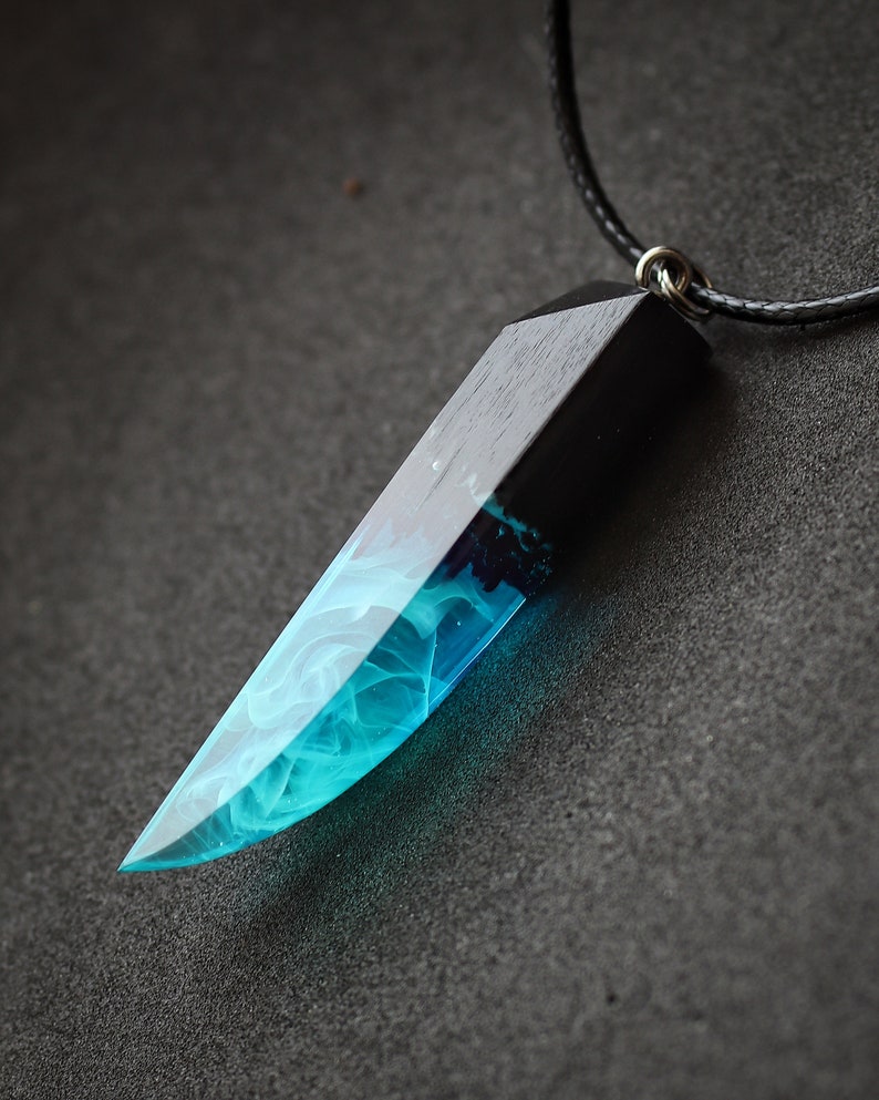 Wood resin pendant Aurora borealis Glow in the dark