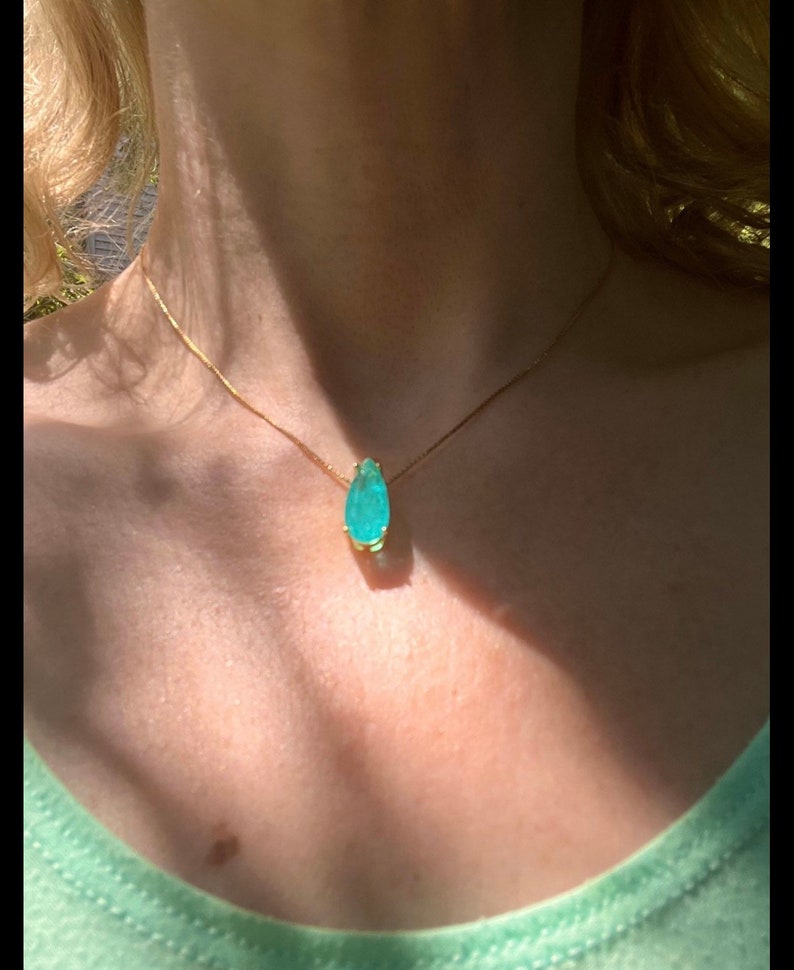 3 Carat Teardrop Ice Blue Paraiba Tourmaline Necklace