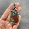 Dragon Blood Jasper Copper Wire Wrapped Pendant