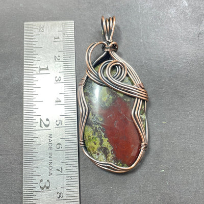 Dragon Blood Jasper Copper Wire Wrapped Pendant