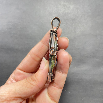 Dragon Blood Jasper Copper Wire Wrapped Pendant