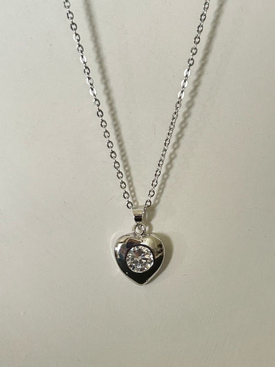 Minimalist Tiny Heart Silver Pendant Necklace