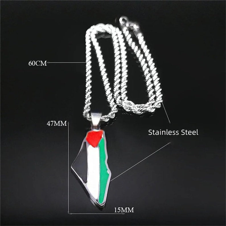 Palestine Map Pendant Necklace