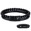 Leather Bracelet for Men Initial Y Layered Black Beaded Bracelets I Love You Gifts for Him